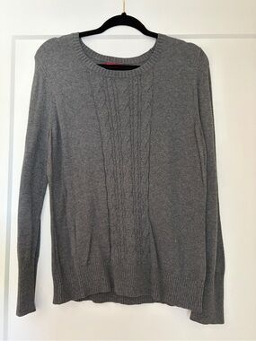 Merona Gray Cable-Front Crew Neck Sweater